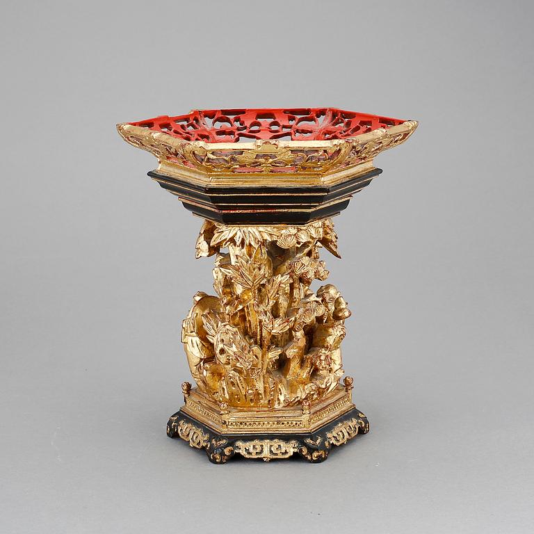 UPPSATS, två delar, trä, Kina, sen Qing, 1800/1900-tal.