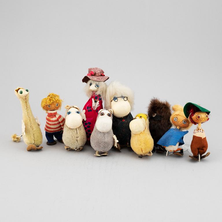 ATELIER FAUNI, muminfigurer 10 st, Finland, ca 1950-60-tal.