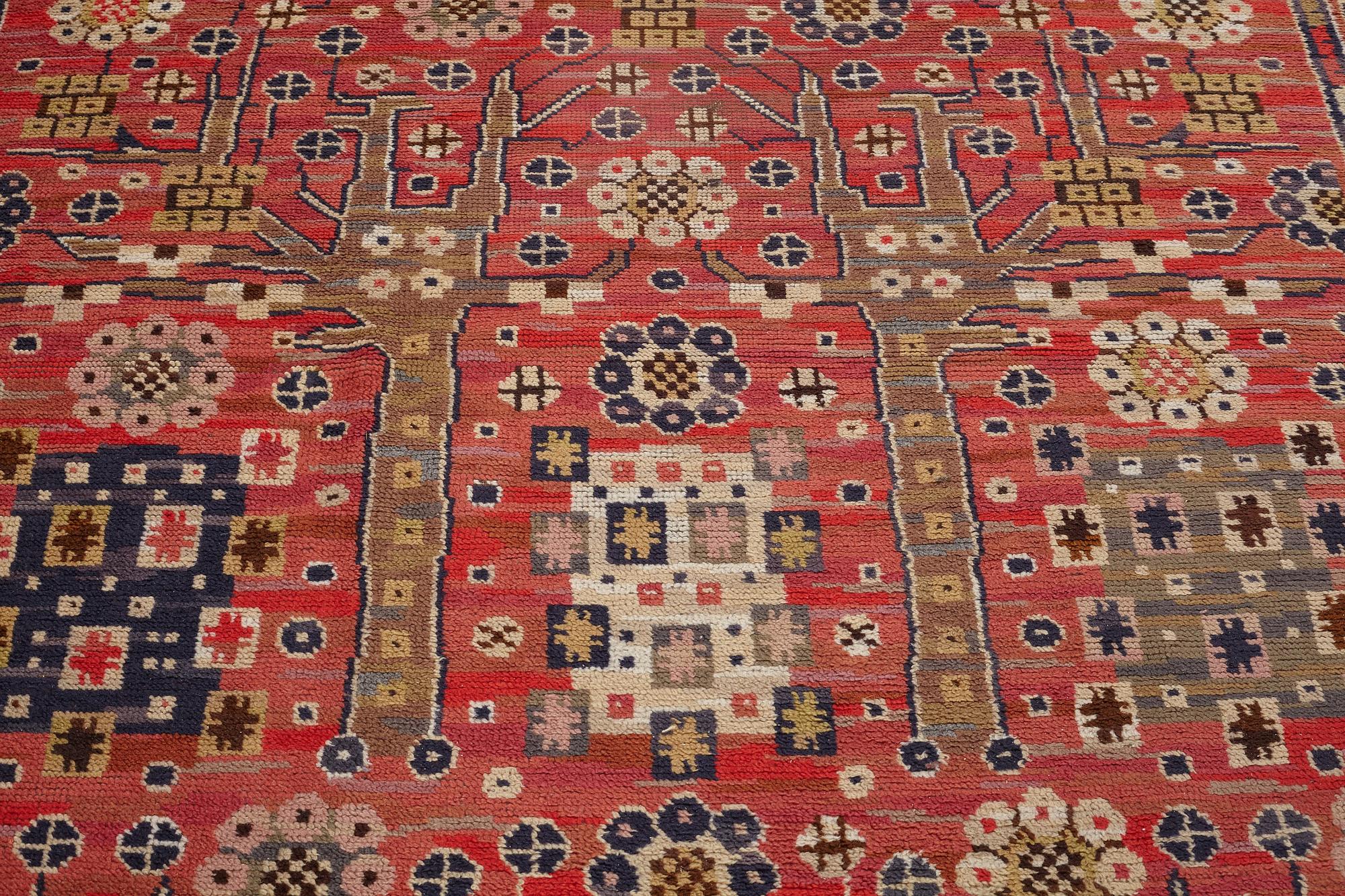 MÄRTA MÅÅS-FJETTERSTRÖM, MATTA, "Röda trädgårdsmattan", flossa, ca 327 x 224 cm, signerad MMF.