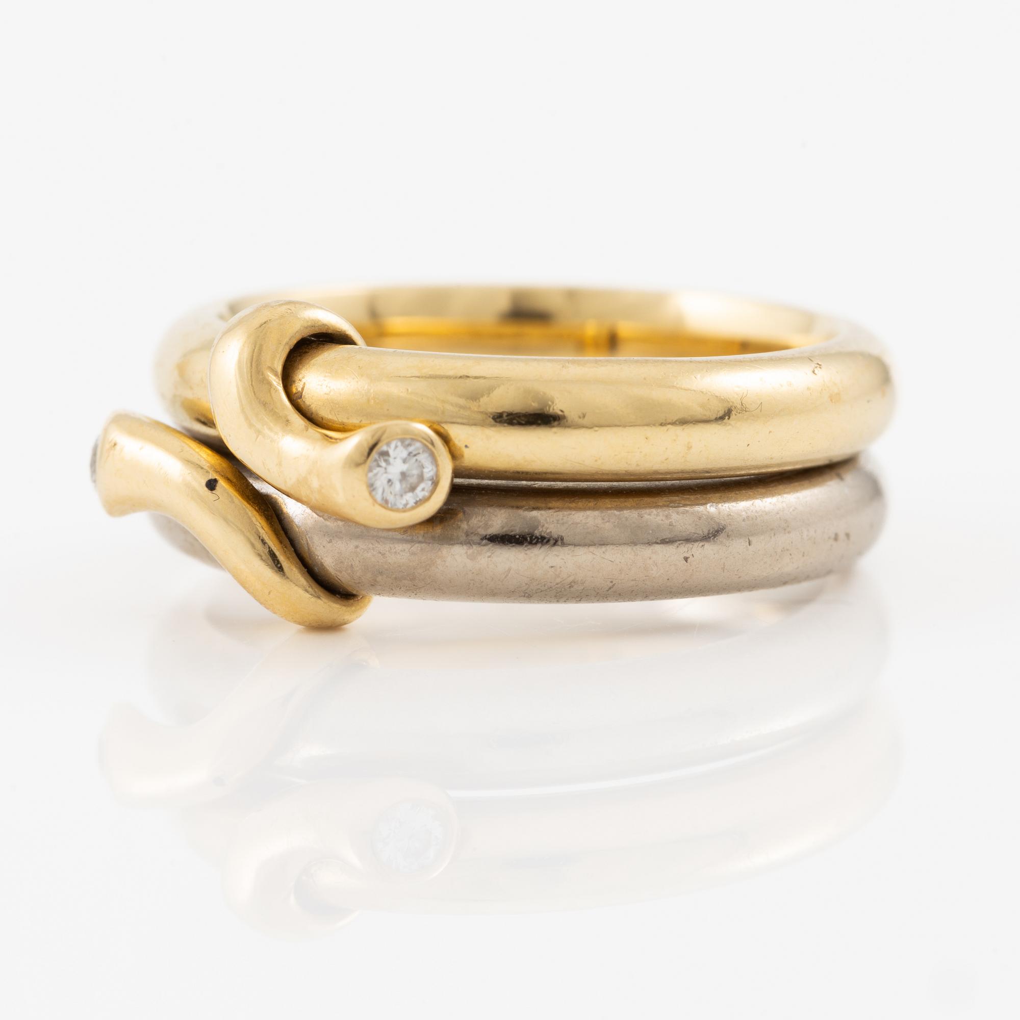 Ring, Georg Jensen, 18K gold and white gold with brilliant-cut diamonds.