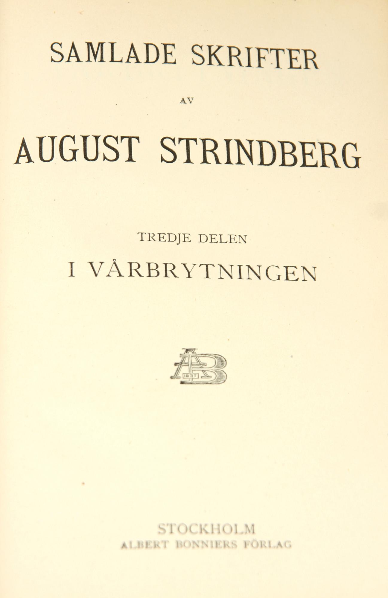 BÖCKER, 35 vol, Strindbergs samlade skrifter, Albert Bonniers förlag 1930-tal.