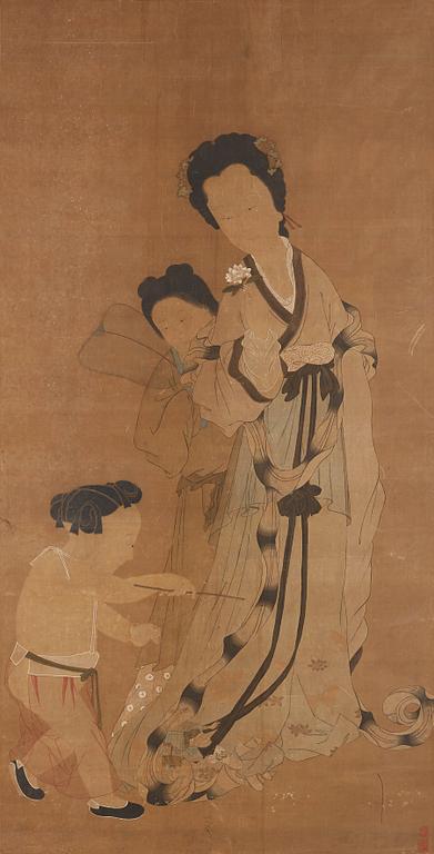 A large scroll painting by anonymous artist, ink and colour on silk, Qing dynasty, 18th century.