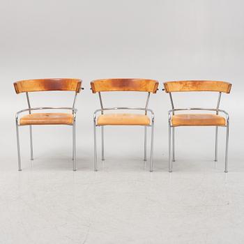 Gunnar Asplund, a set of six leather uphostered 'GA1' armchairs from Källemo, after 1988.