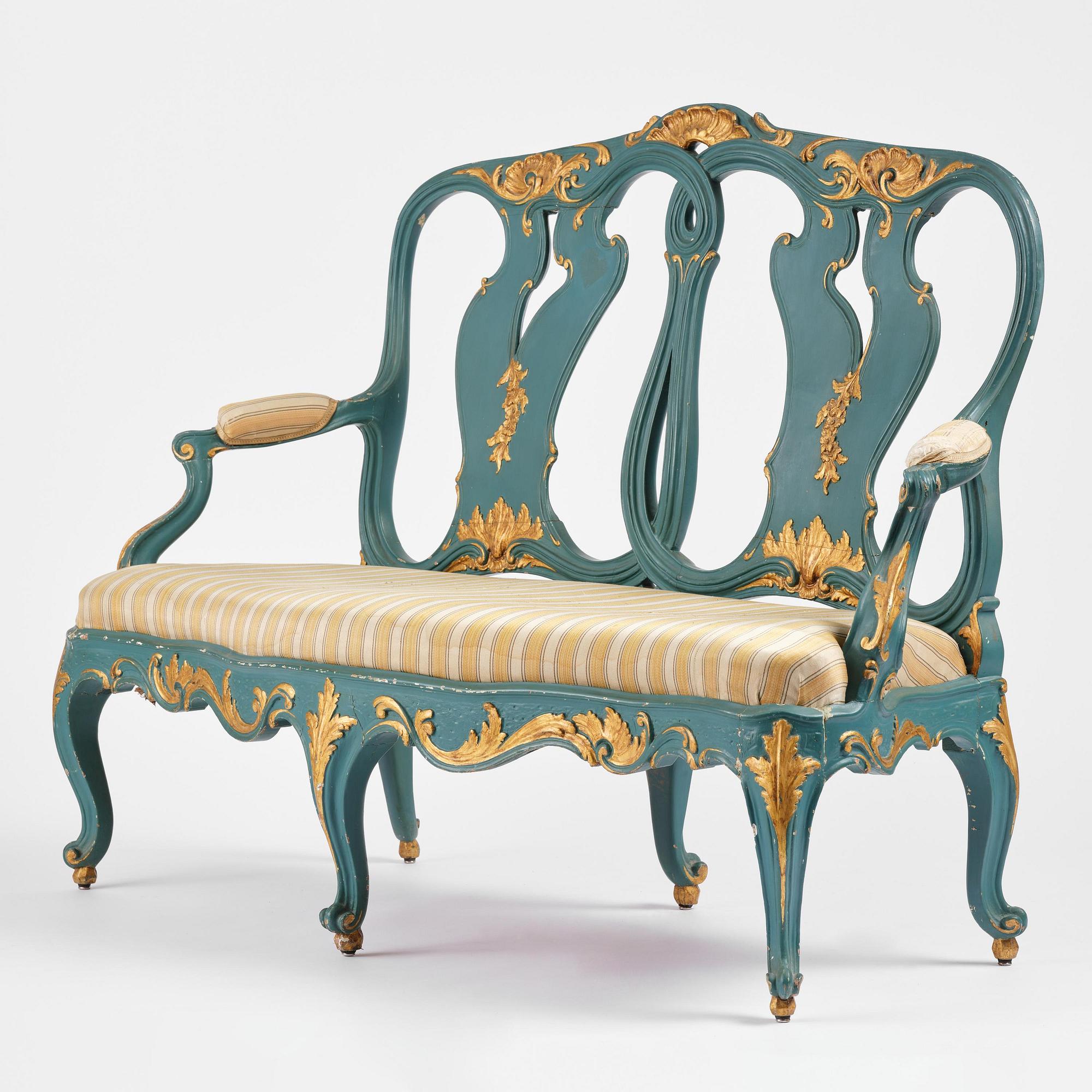 A Swedish carved rococo sofa by A. Thunberg (master in Stockholm 1756-91).