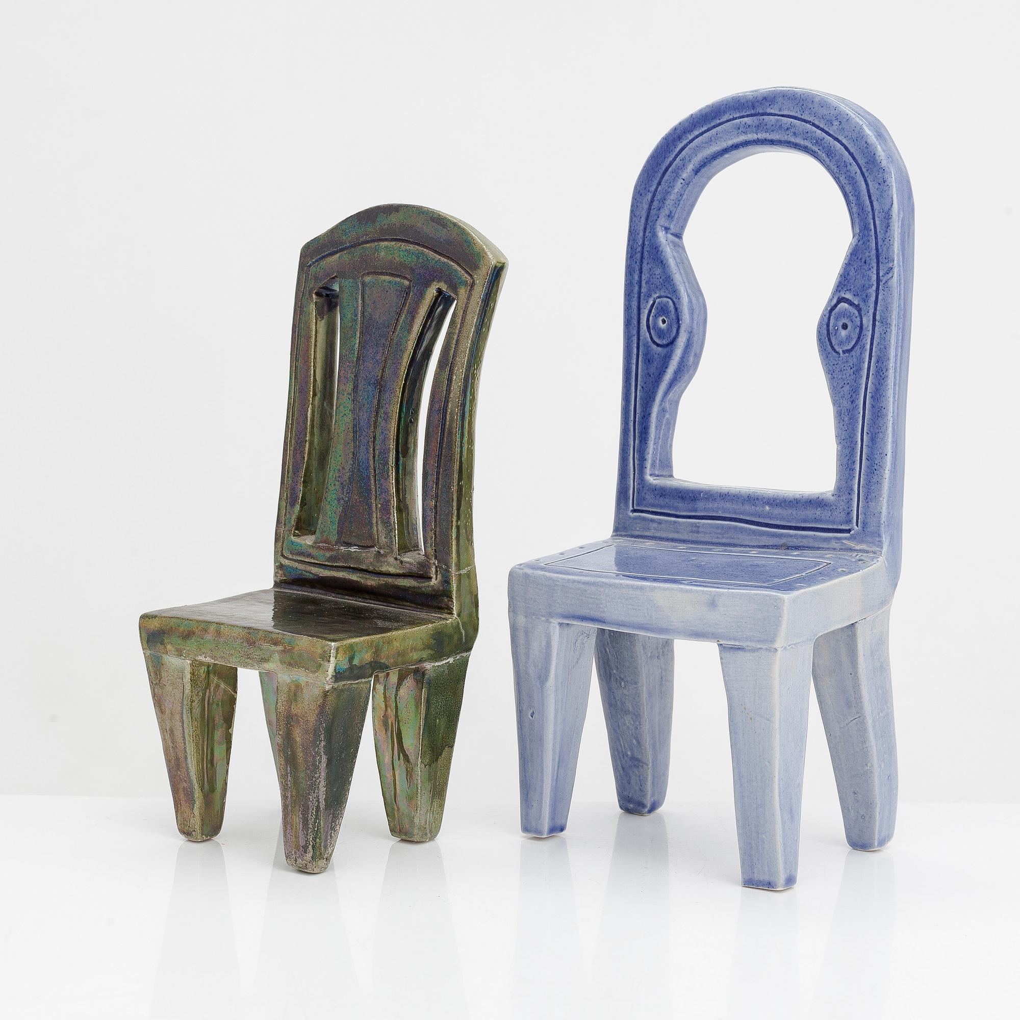 Pauli Partanen, skulpturer, 2 st, keramik. Signerade Partanen 91.