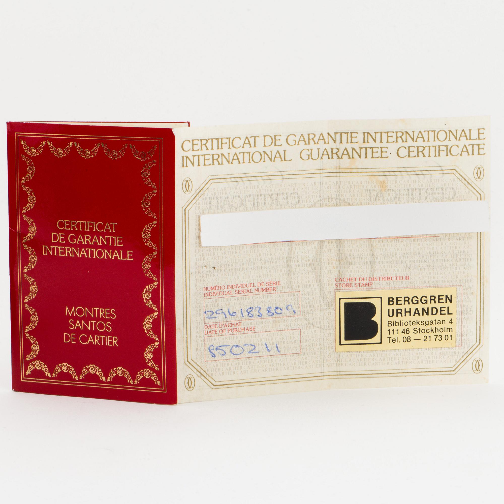 CARTIER, Santos, armbandsur, 29 x 28 (41) mm.