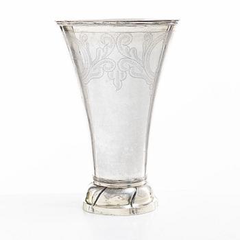 A Swedish early 19th century parcel-gilt silver beaker, mark of Olof Hellbom, Stockholm 1810.