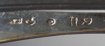 SOCKERTÅNG, silver, sengustaviansk/empire omkring 1800, otydliga stämplar.