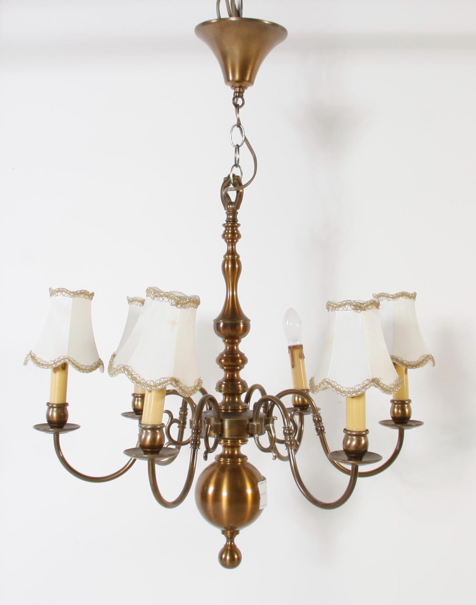 LJUSKRONA, 6 ljusarmar. Mässing. Barockstil. H 60.