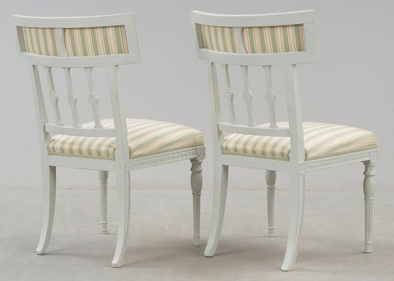 A pair of late Gustavian chairs by E Öhrmark, master 1777.