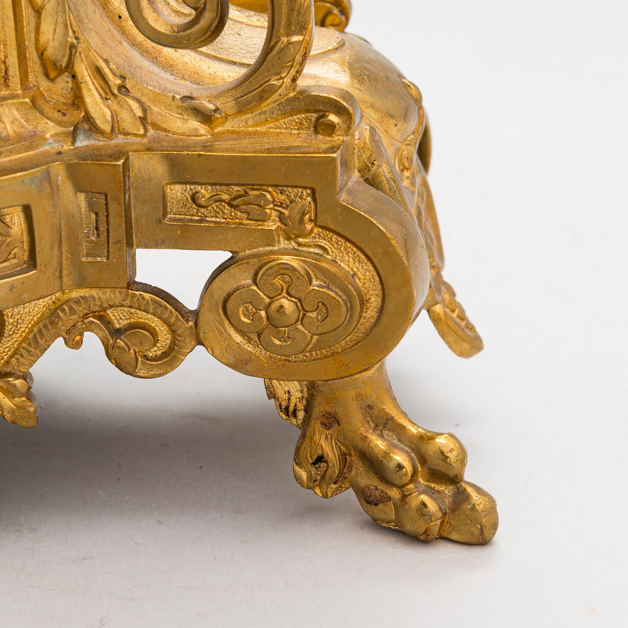 A gilt bronze Mantle Clock, marked H&F Paris, late 19th century.