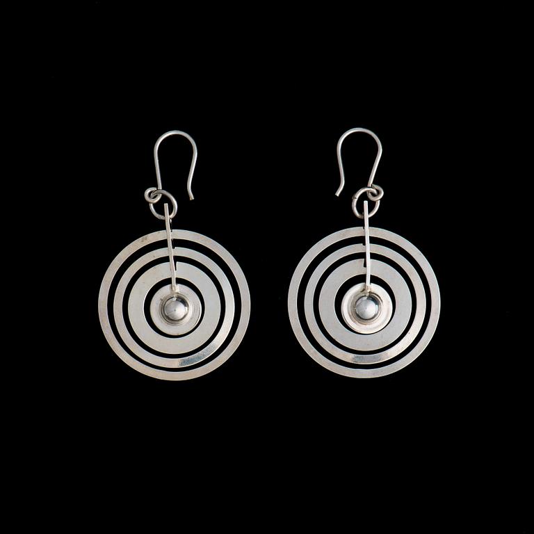 TAPIO WIRKKALA, A PAIR OF EARRINGS Silver Moon, sterling silver N. Westerback 1971.