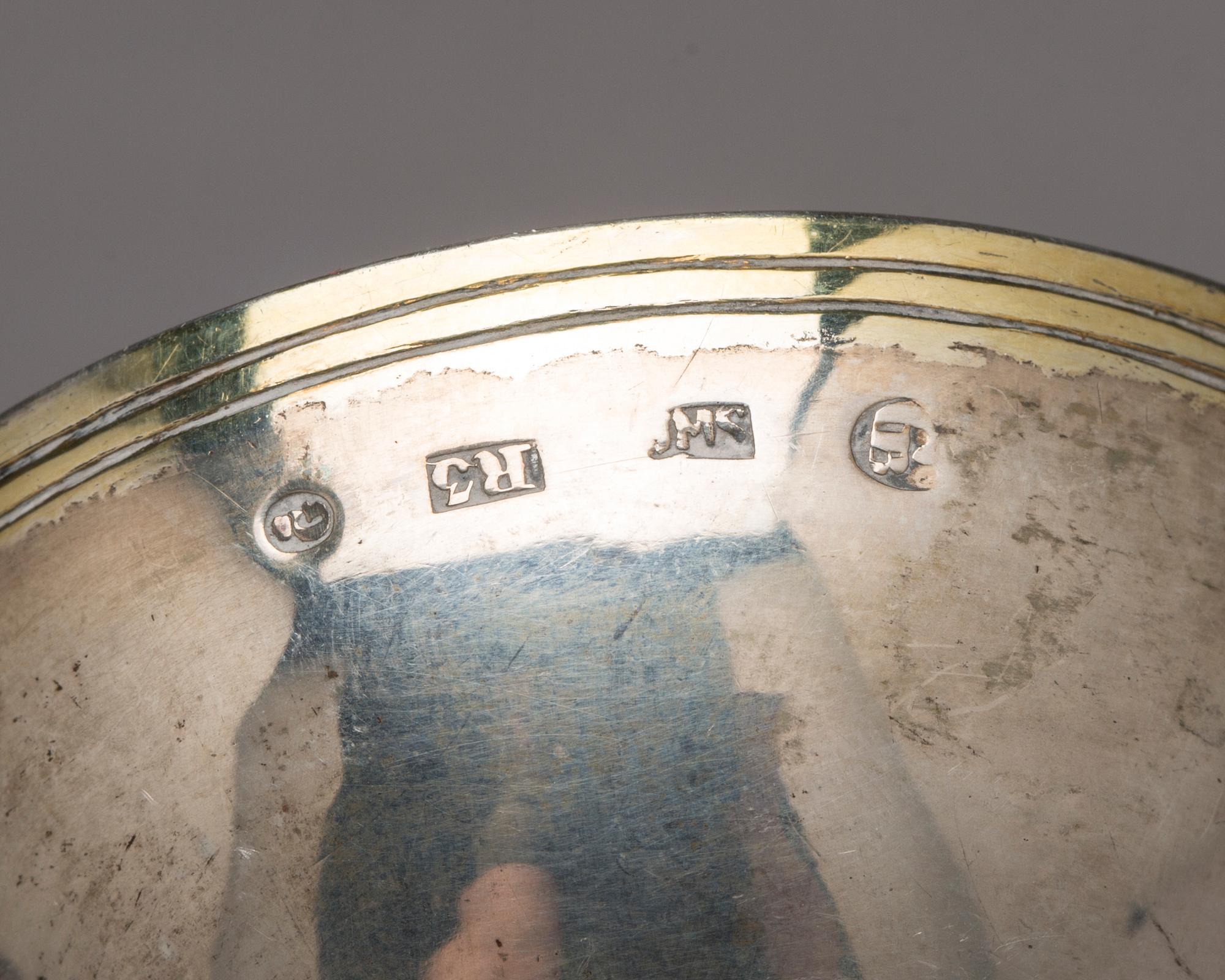 A pair of Swedish 19th centrum parcel-gillt salts, mark of Johan Malmstedt, Goteborg 1823.