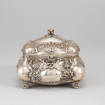A German late 19th century silver sugar-box.
