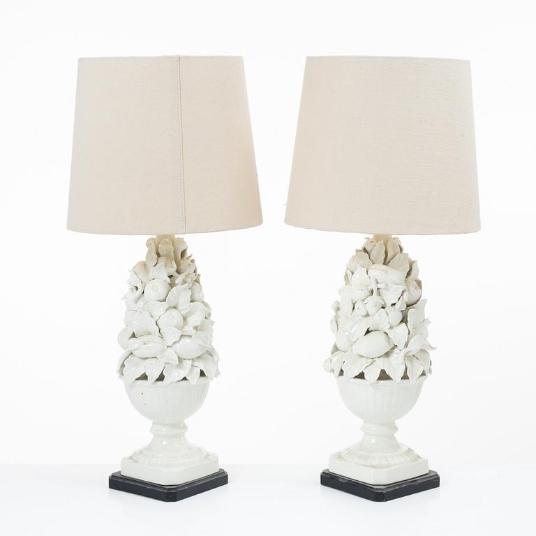 Table lamps, a pair, porcelain, 20th century.