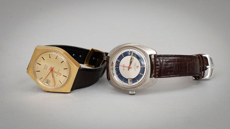 HERRARMBANDSUR, 2 st, Certina Club 2000 resp, Certina DS-2. 1900-talets slut.