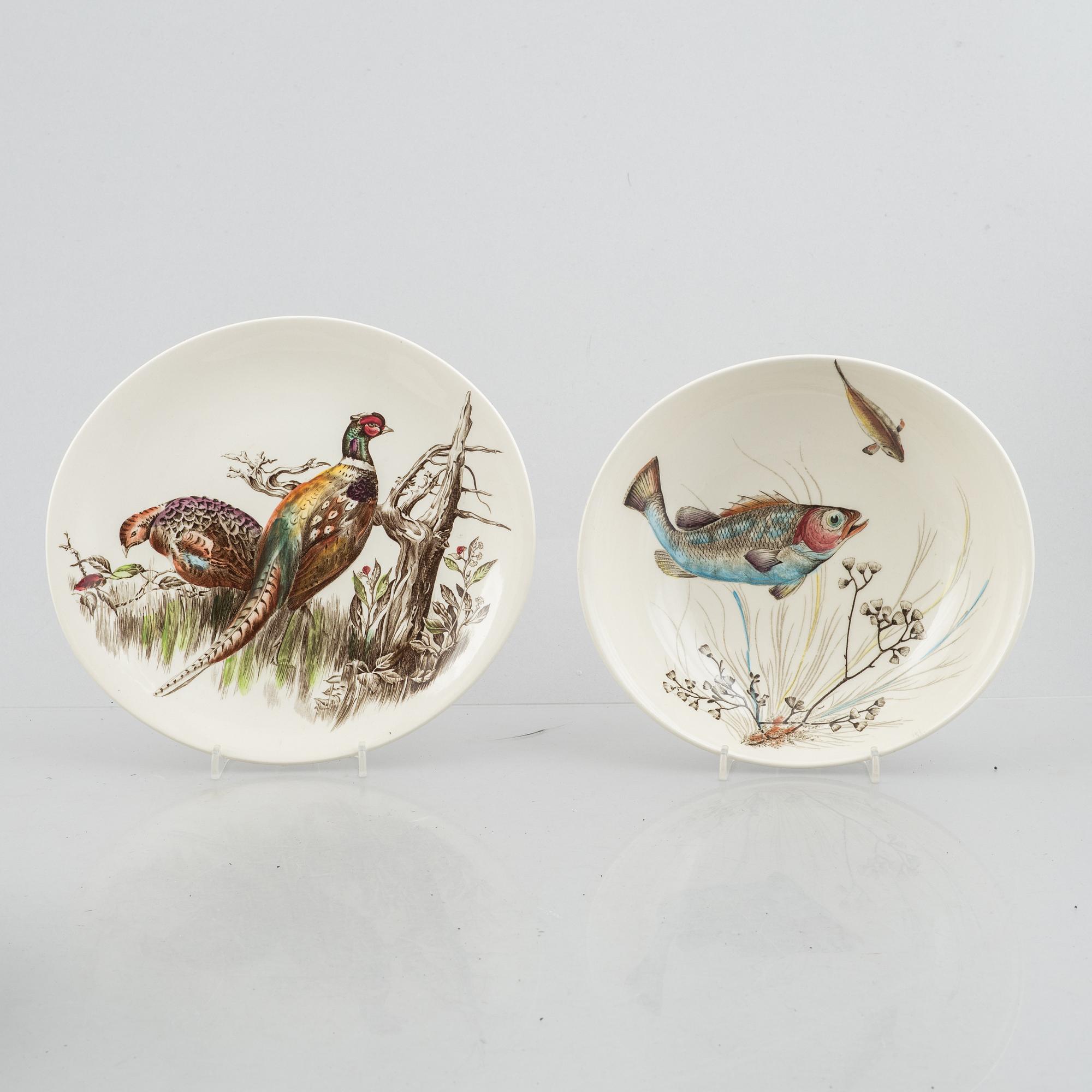 Matservis, 39 delar, flintgods, "Fish" & "Game birds", Johnson Bros, England.