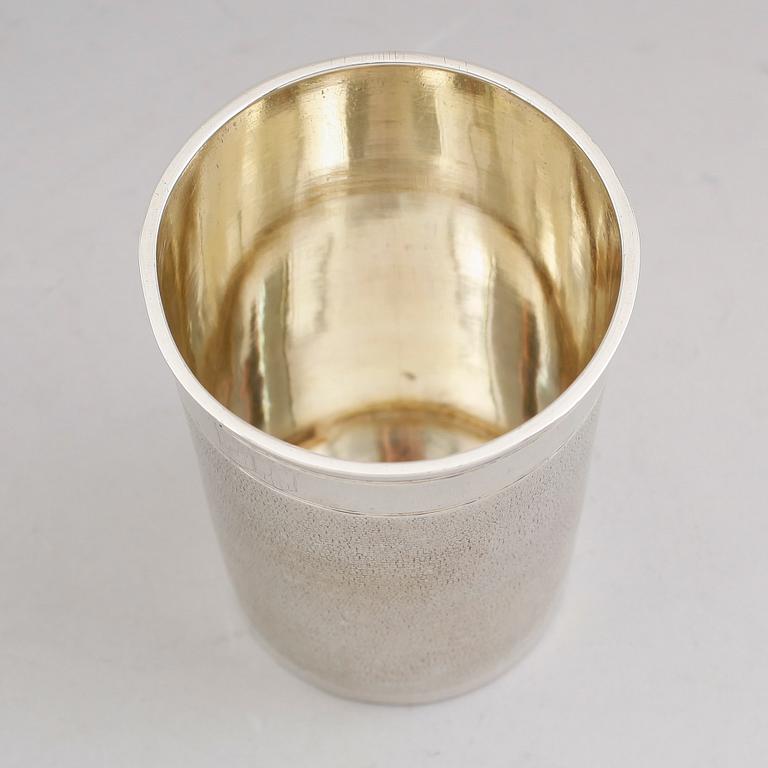A German 17th century parcel-gilt beaker, marks of Johan Seutter, Augsburg 1670-1680.