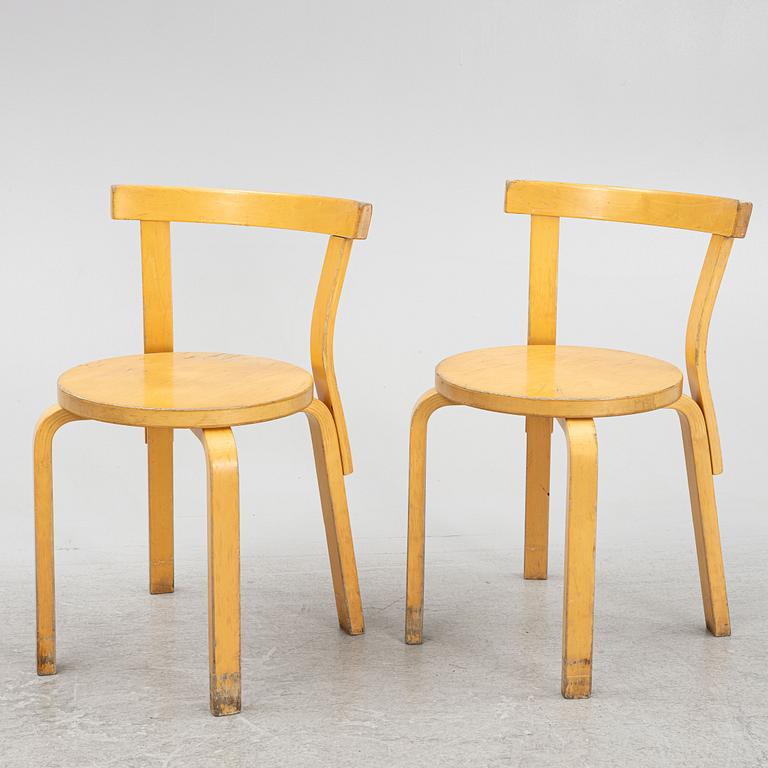Alvar Aalto, stolar, 6 st, modell 69, Artek, Finland, 1900-talets andra hälft.