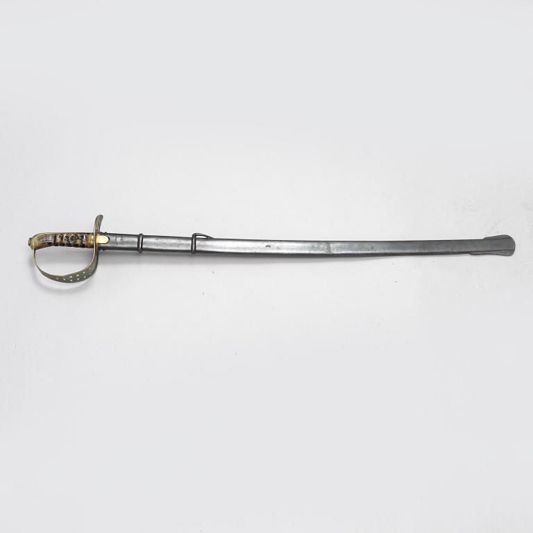 Sabre, Swedish, for the cavalry 1867-93 with scabbard.