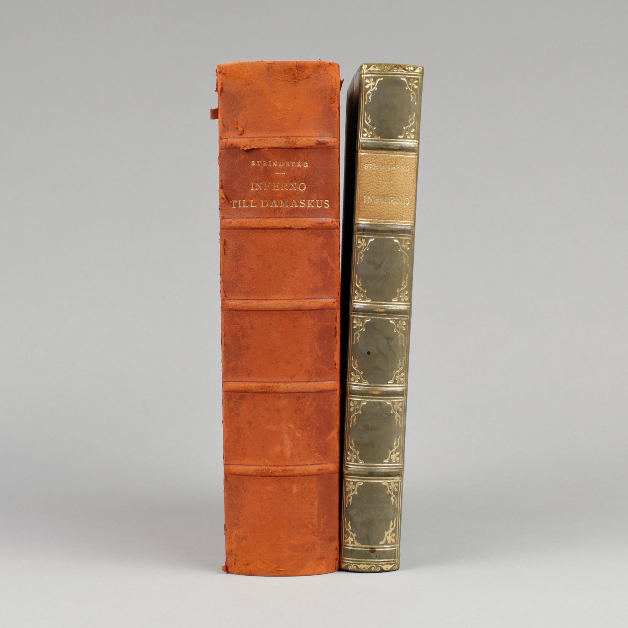 BÖCKER, 2 st, "Inferno" resp "Inferno sambunden med "Till Damaskus" av August Strindberg, Stockholm 1897.