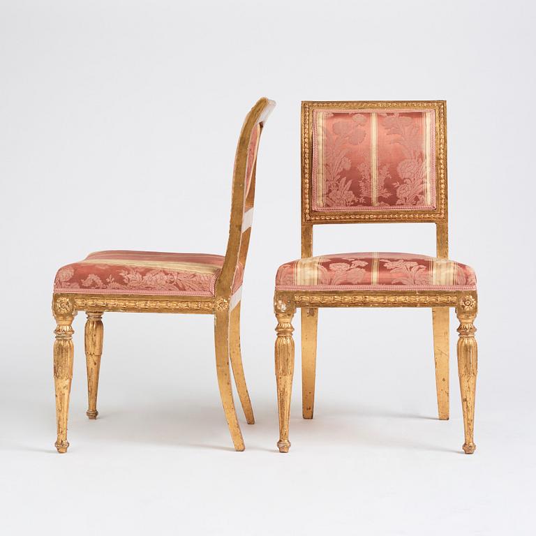 A pair of late Gustavian chairs, circa 1800.