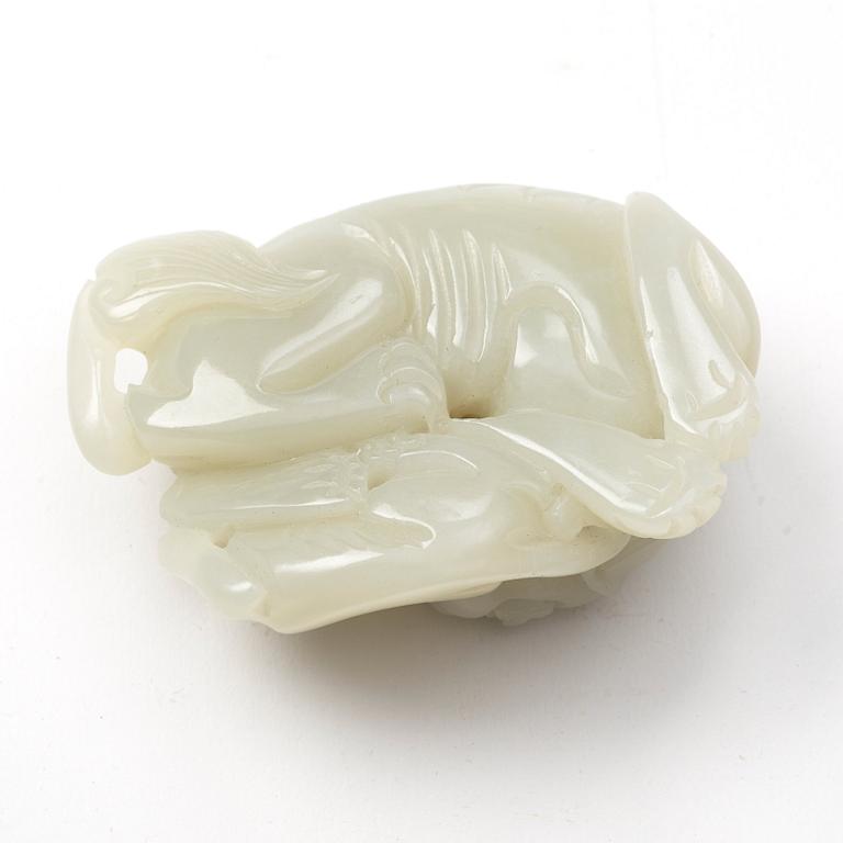 SKULPTUR, nefrit. Troligen sen Qingdynasti.