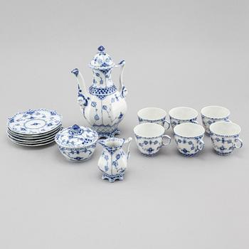 A 9 piece 'Musselmalet' part-mocca service, by Royal Copenhagen, second half of the 20th century.