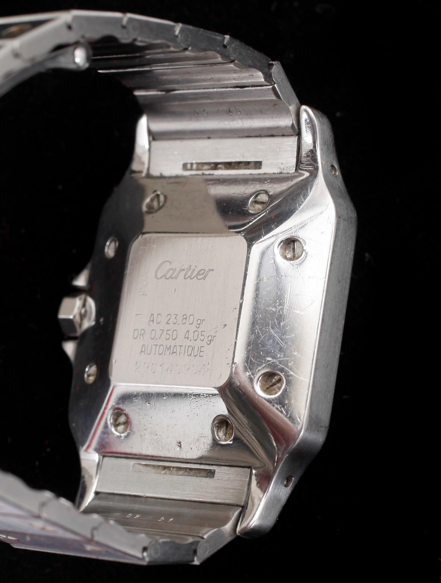 ARMBANDSUR, herr, Cartier, Santos, automatisk, stål och guld.