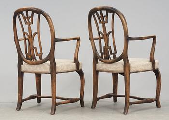 An Axel Einar Hjorth set of 4 Swedish Grace chairs and a pair of armchairs, 'Östanå', Nordiska Kompaniet, 1929.