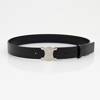 Céline, A black leather belt, size 75.