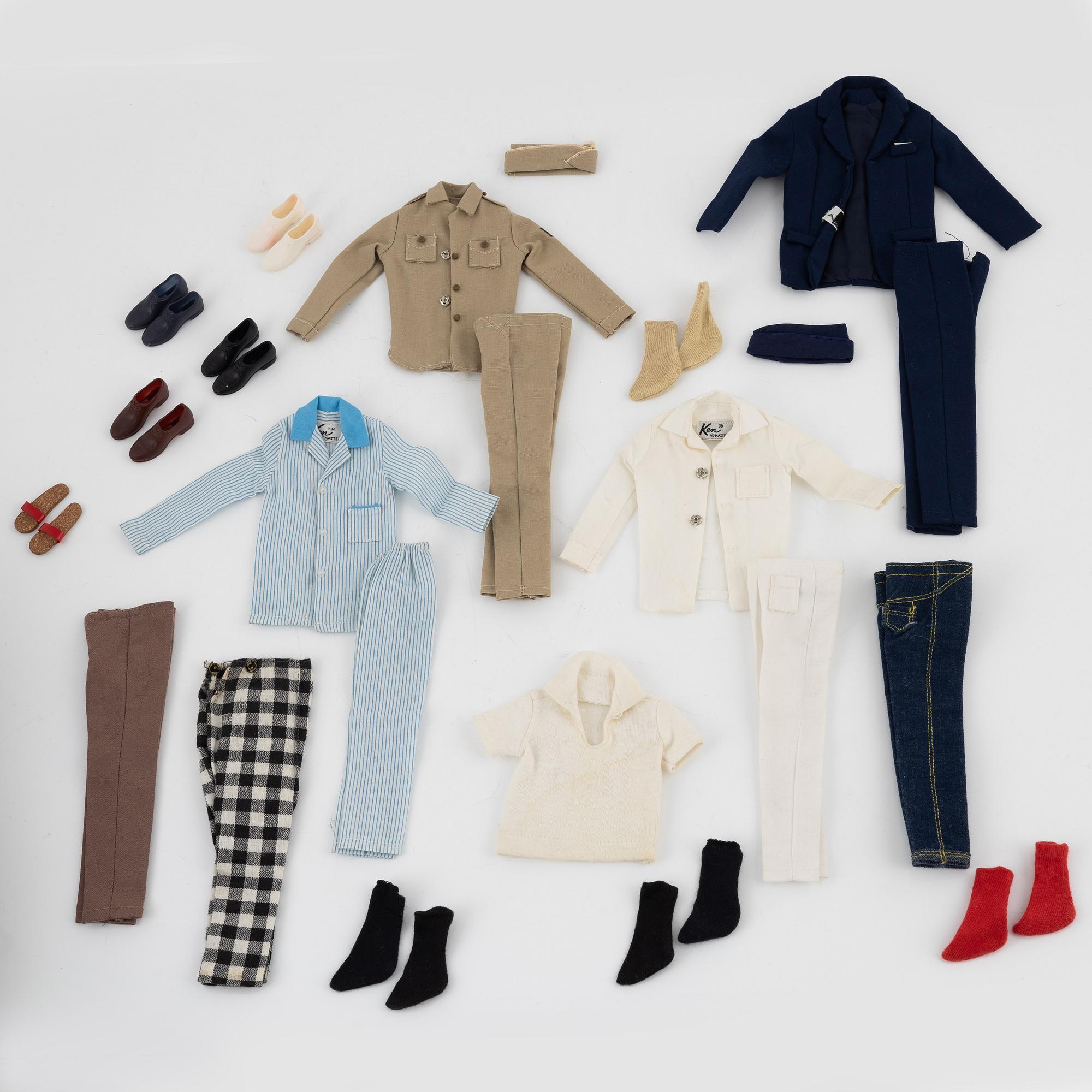 Barbie and Ken, dolls 2 pcs. as well as clothes, vintage, "Swirl Ponytail Blond" Mattel 1964, Ken Mattel 1963/64.