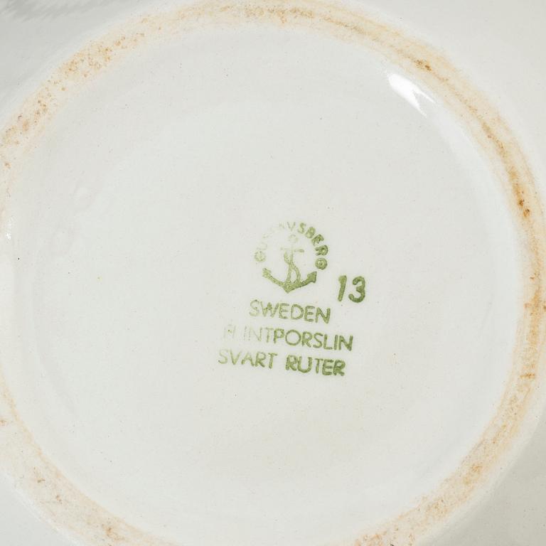 KARIN BJÖRQUIST, servis, 28 delar, flintporslin, "Svart Ruter", Gustavsberg, 28 delar.