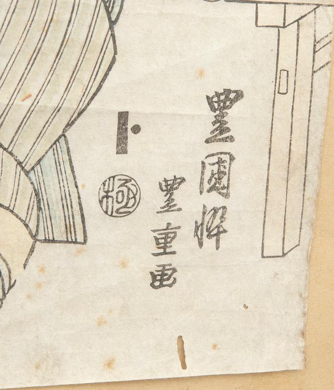 Utagawa Toyokuni II / Toyoshige, färgträsnitt, japan 1800-talets första hälft.
