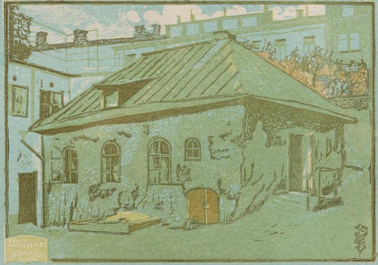 ALEKSANTERI AHOLA-VALO, linoleum cut in colours, signed and dated -40.