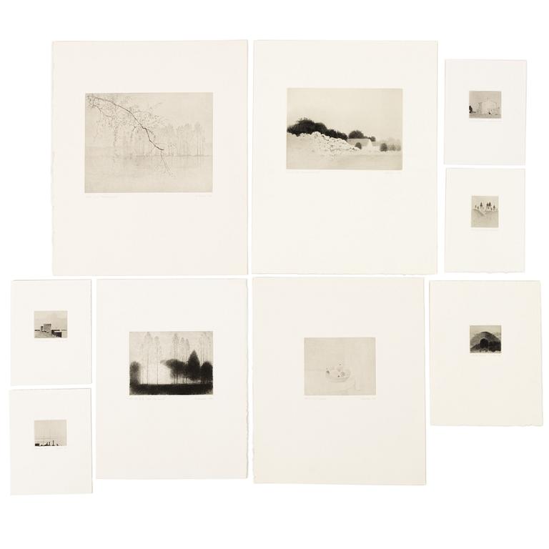 Gunnar Norrman, Drypoint etchings, 9, signed and numbered.