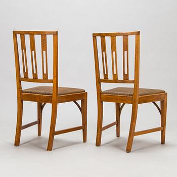 Five beech chairs, Louis XVI, Denmark, circa 1800.