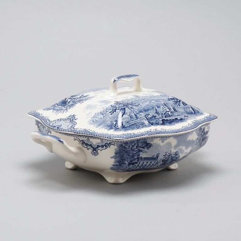 64 pieces of earthenware tableware, model "Old Britain Castles" by Johnson Bros, England, first half of the 20th century.