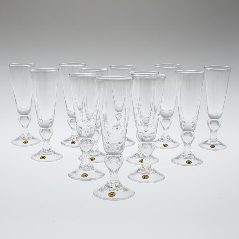 A set of twelve "Antik" wine glasses by Reijmyre Glasbruk.