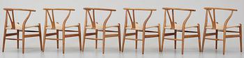 HANS J WEGNER, "Y-stolen", 6 st, Carl Hansen & Son, Danmark 1950-60-tal.