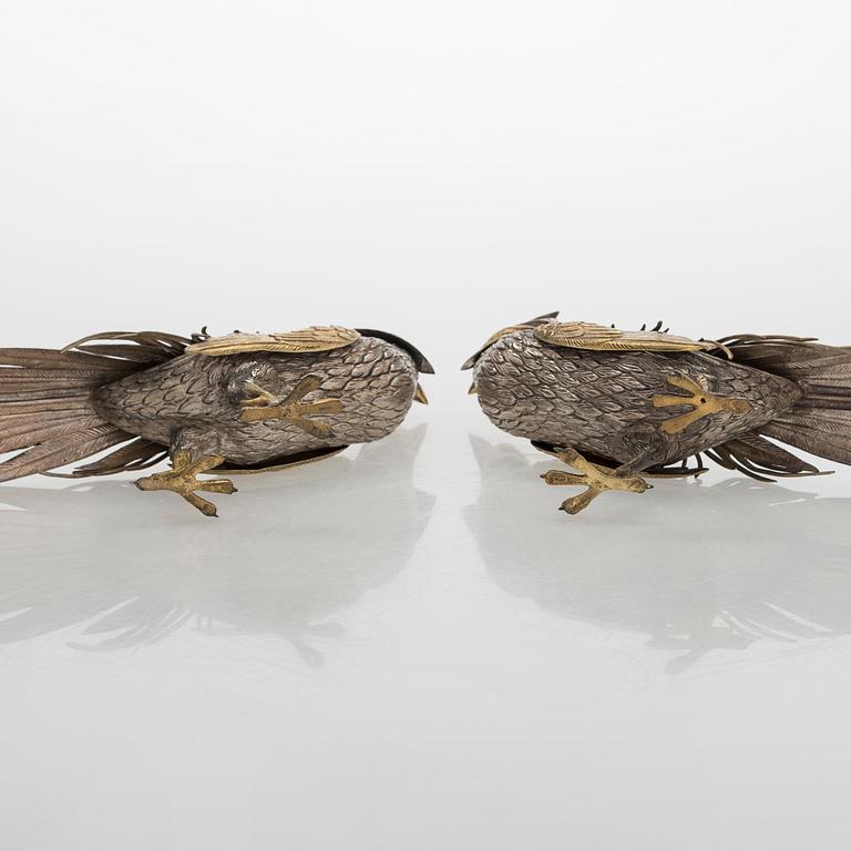 Bordsdekorationer, ett par, silver, Spanien kring 1900-talets mitt.