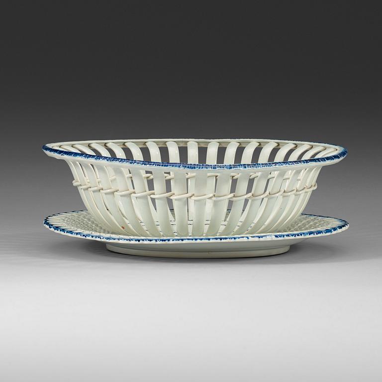 An English cream ware chesnut basket, early 19th Century.