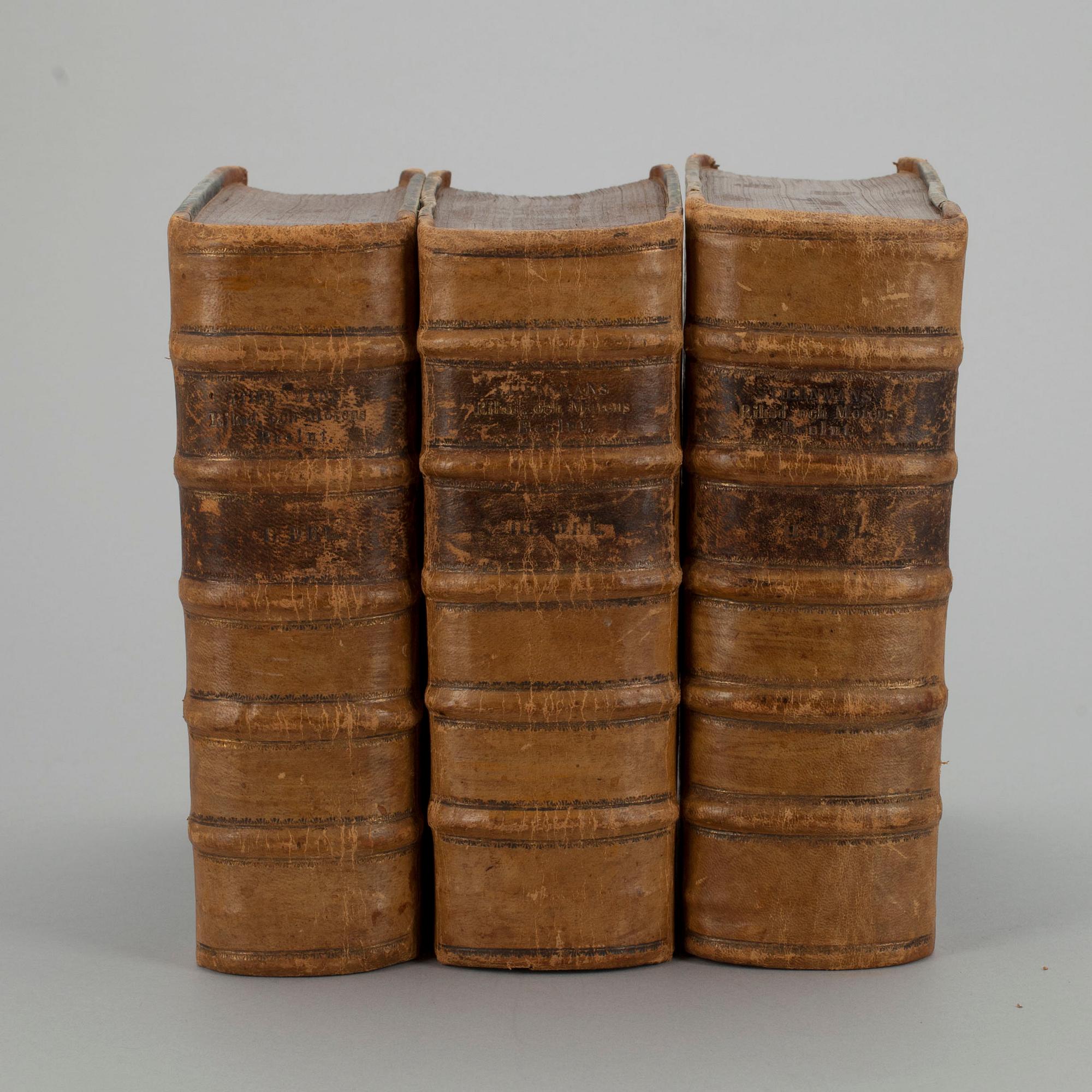 BÖCKER, 3 st , vol. I-II-III "Alla Riksdagars och Mötens Beslut", And. Anton Stiernman 1728, 1729, 1733.