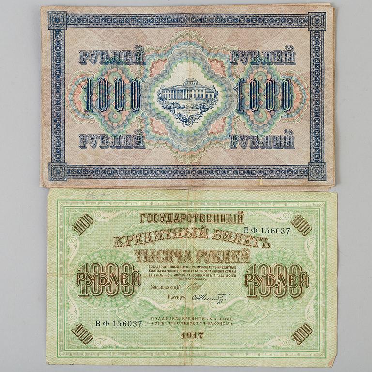 PARTI RYSKA SEDLAR, 1909, 1910, 1912 och 1917.