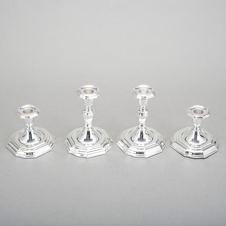 LJUSSTAKAR, 4 st, silver, CG Hallberg, Stockholm, 1955-66.