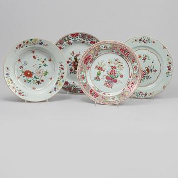 TALLRIKAR, 4 st, porslin, Kina, 1700-tal.
