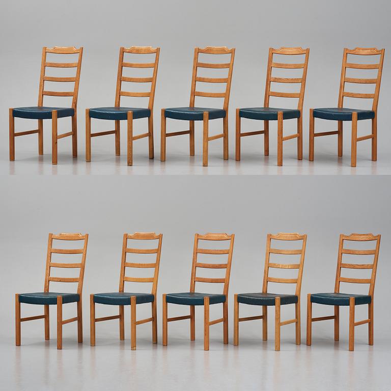 Axel Larsson, a set of 6+4 'Thule' chairs, Svenska Möbelfabrikerna Bodafors for PUB, Sweden, 1937.