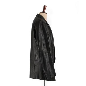 GUCCI, a men's black leather jacket, size 50.