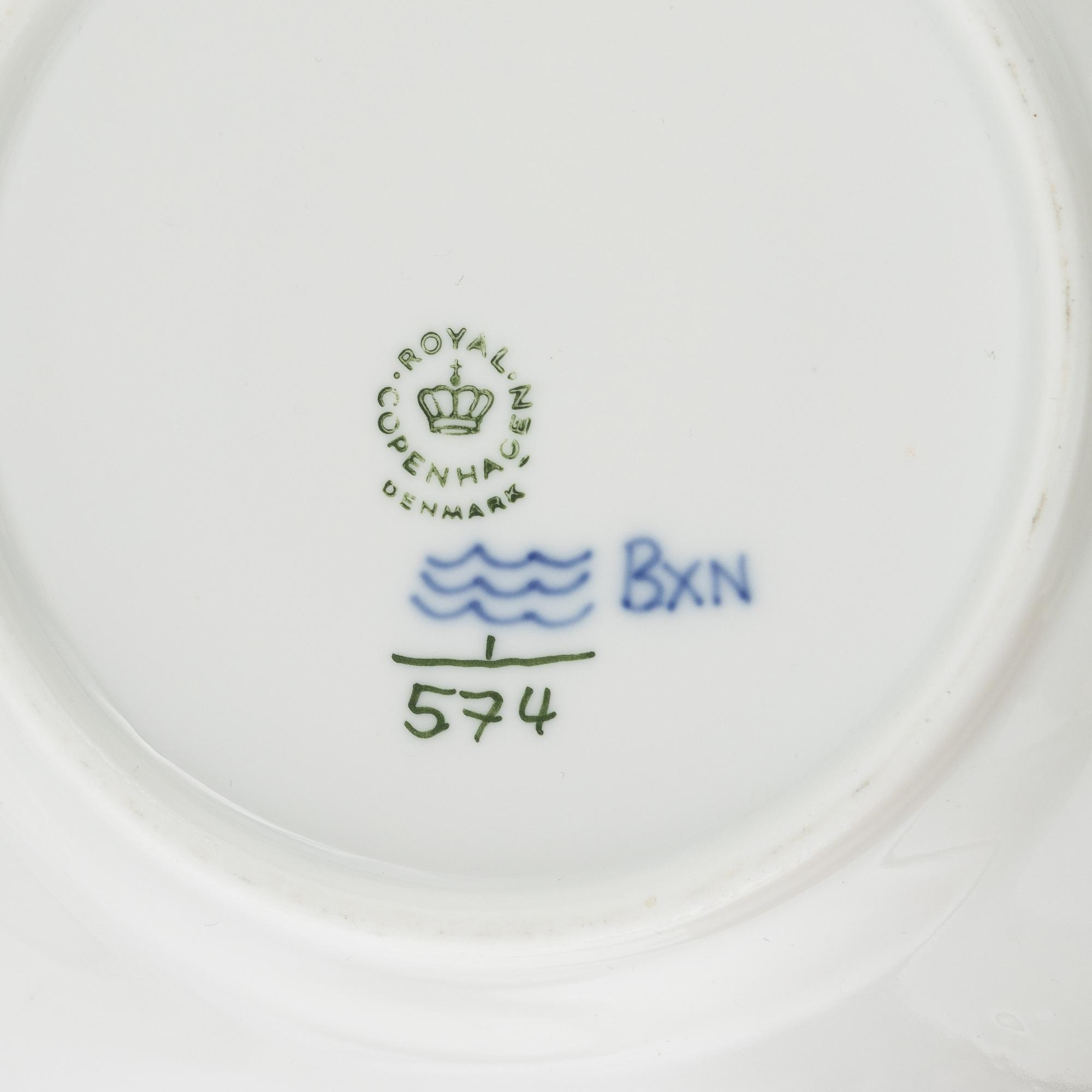 A 26-piece porcelain coffee sevice, half lace 'Musselmalet', Royal Copenhagen, Denmark.