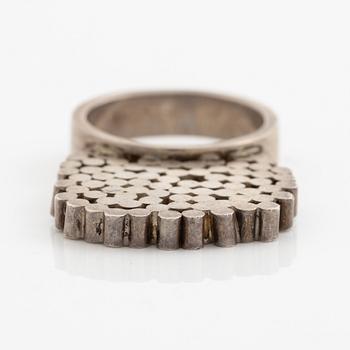 Cecilia Johansson, a bracelet, a ring, and a pair of earrings, silver, Gothenburg 1964 and 1965.